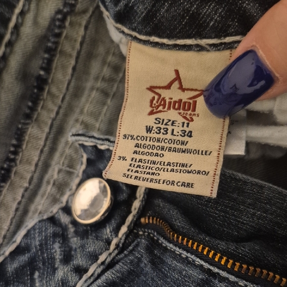 L.A. Idol Dark Blue Boot Cut Jeans with Embellished Pocket - Picture 2 of 4